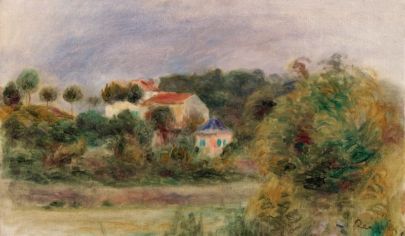 Casas en un parque, óleo sobre lienzo de Pierre-Auguste Renoir