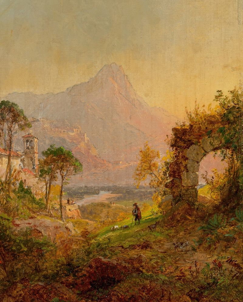 Paisagem de Villa d’Este por Jasper Francis Cropsey, óleo sobre tela