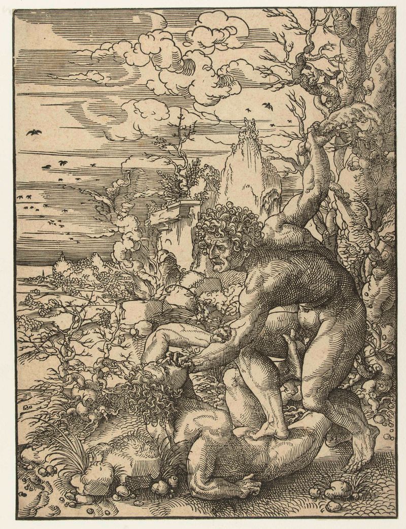 Drawing on paper depicting Cain and Abel by Jan Gossart