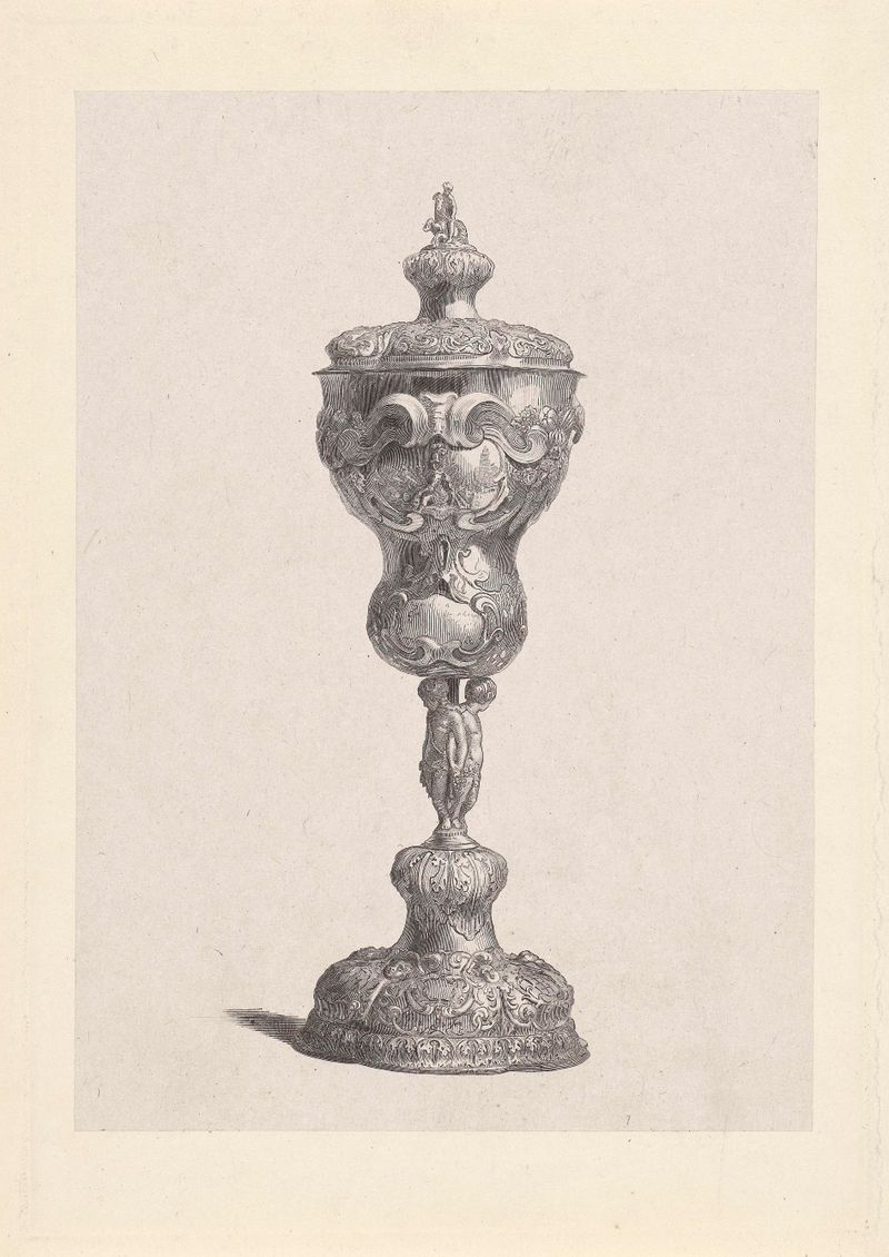 Etching of a silver cup by Johann Wilhelm Kaiser