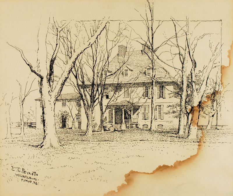 Arquitetura do William and Mary College por Ernest Peixotto, óleo sobre tela