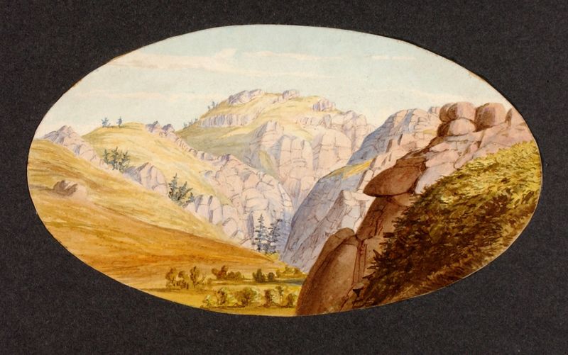 Mountain Scene by Edward S. Siebert, oil painting depicting serene mountains and nature.