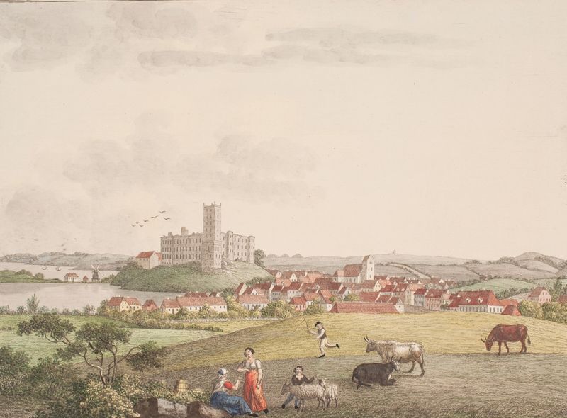 Kolding de Søren L. Lange, obra de Romanticismo que representa un horizonte con luz atravesando nubes.