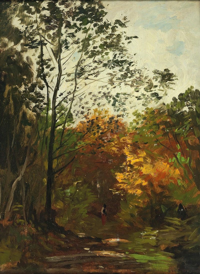 Abstract artwork by Ludwig Willroider, featuring a color gradient of warm ochres and cool blues.