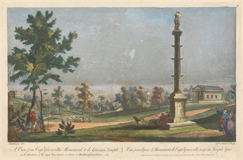 Templo grego no jardim de Earl Temple por George Bickham o Velho