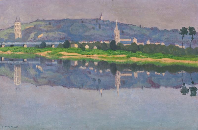 Oudon-Sur-Loire by Félix Vallotton, oil on canvas depicting a serene river landscape