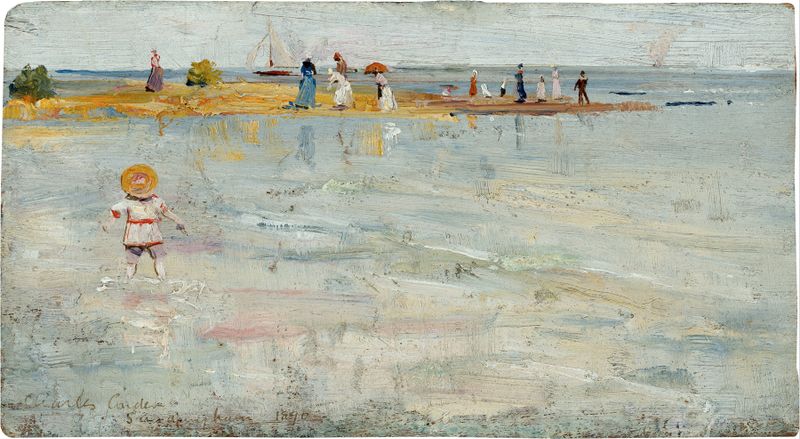 Ricketts Point, Beaumaris by Charles Conder, oil on canvas depicting serene water reflections.