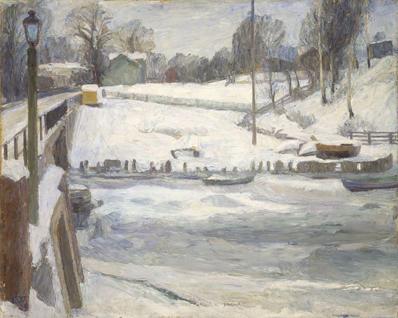 Landscape with shadows and light, oil painting by Erik Werenskiold