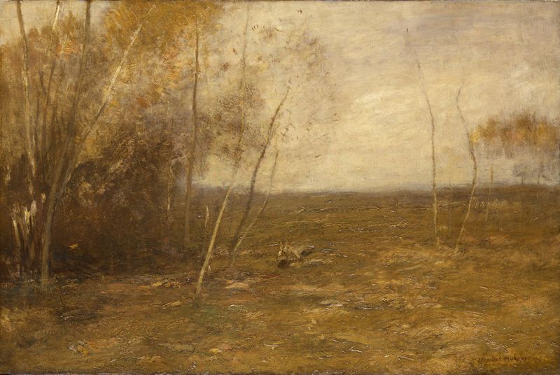 Landscape of sprouting vegetation in oil on canvas by John Francis Murphy