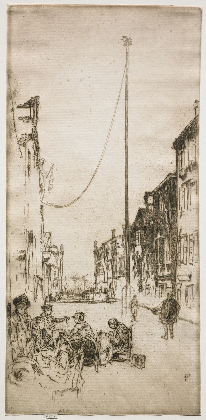 The Mast de James Abbott McNeill Whistler, óleo sobre tela que retrata um mastro luminoso em um cenário marinho.