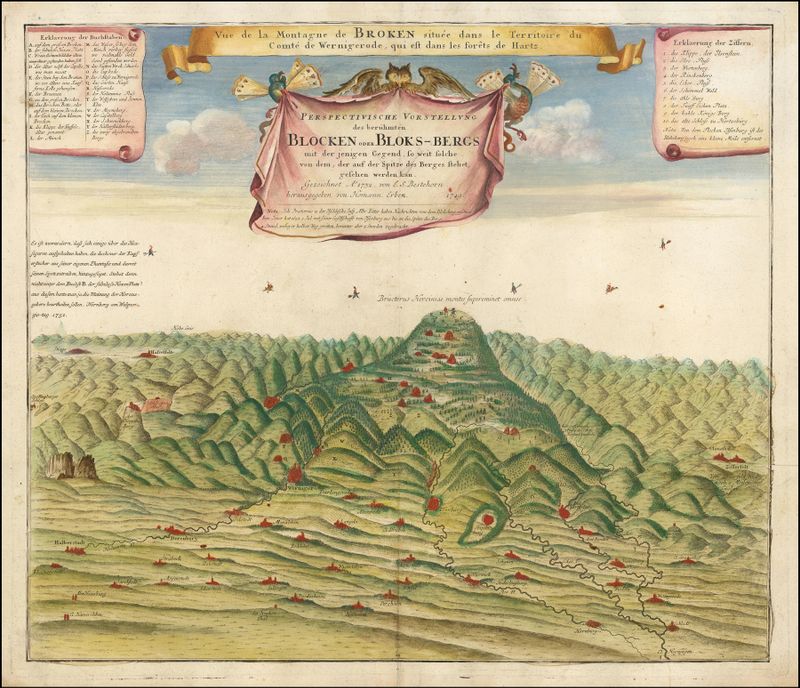 Blocksberg de L. S. Bestehorn, pintura al óleo barroca que representa nubes en espiral y energías místicas.