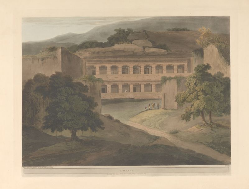 Oriental scenery Pl.45 de Thomas Daniell, retratando uma paisagem tranquila com água e vegetação.