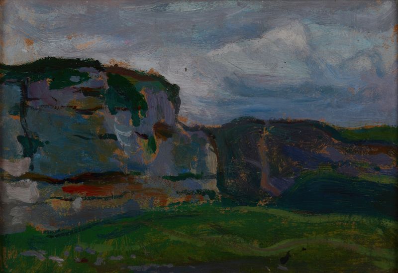 Landscape with a stream and sunrise, oil on canvas by Jan Stanisławski
