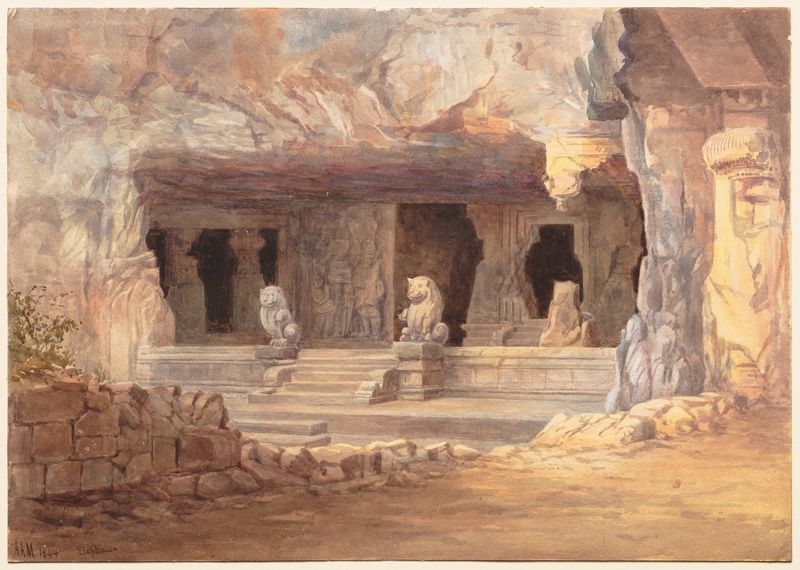 Vista del paisaje de Elephanta, Post-Impresionismo, Artista Desconocido