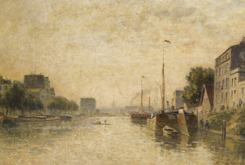 Canal Saint-Denis, Paris de Stanislas Lépine, óleo sobre tela que retrata uma paisagem tranquila.