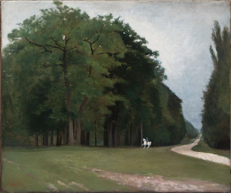 Landscape with a road and vibrant foliage, by Carl Fredrik Hill, oil painting