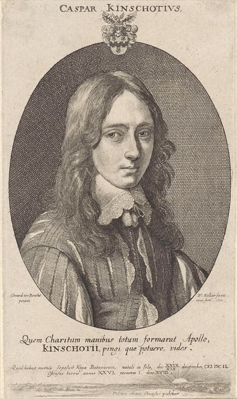 Retrato de Caspar van Kinschot, grabado de Wenceslaus Hollar