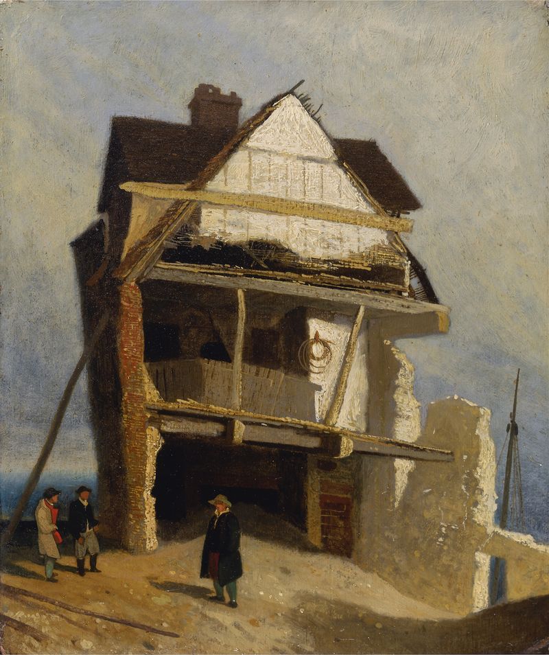 Ruined House by John Sell Cotman, depicting a dilapidated structure with vines, oil painting