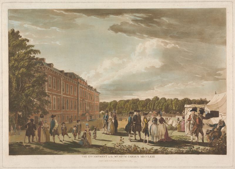 El Campamento en el Jardín del Museo, acuarela sobre papel de Paul Sandby