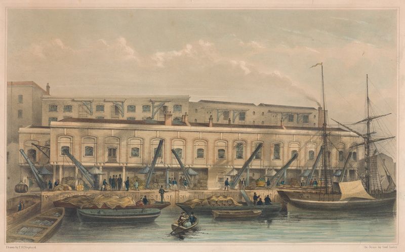 Brewers, Chasters, and Galley Quays by Thomas Hosmer Shepherd, oil on canvas depicting a canal scene