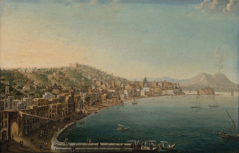 Landscape of the Riviera di Chiaia, Naples, oil on canvas by Pietro Antoniani