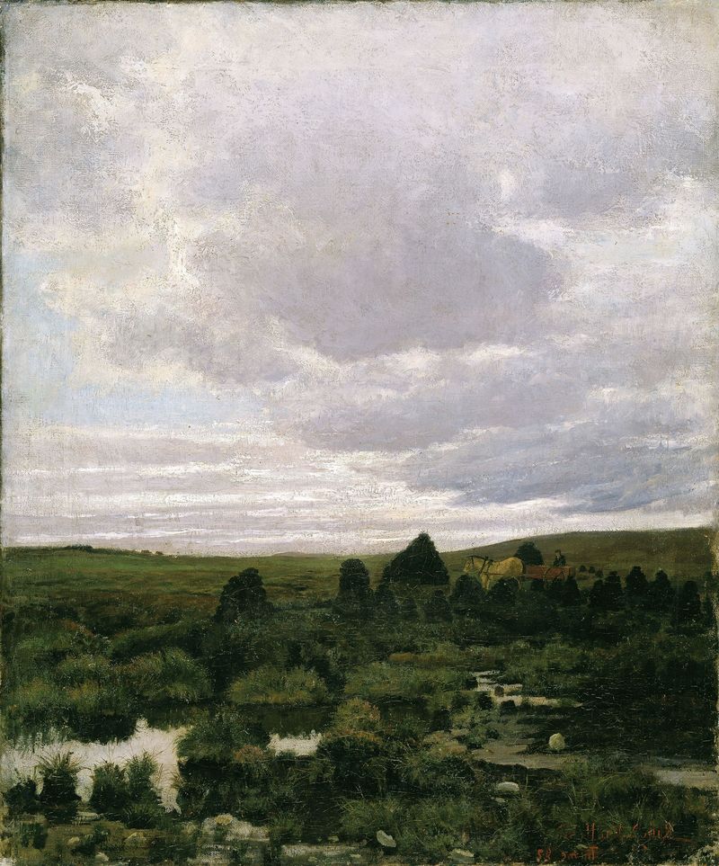 Peat Bog at Jæren by Kitty Kielland, Impressionist oil painting of a tranquil landscape.