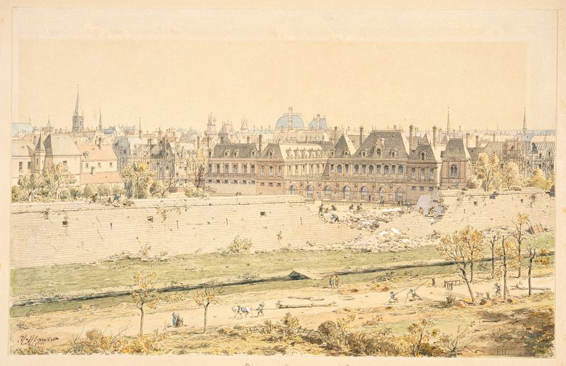Óleo sobre tela de Fédor Hoffbauer retratando a arquitetura do Palais Royal