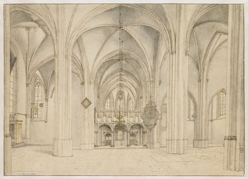 Interior de Sint-Cunerakerk, pintura al óleo de Pieter Jansz Saenredam