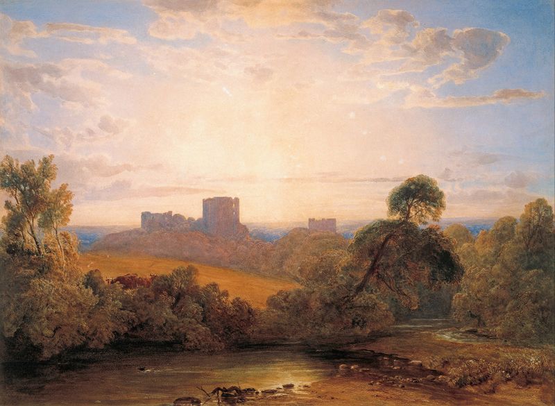 Kenilworth Castle watercolor by Peter De Wint, depicting castle ruins and soft shadows.
