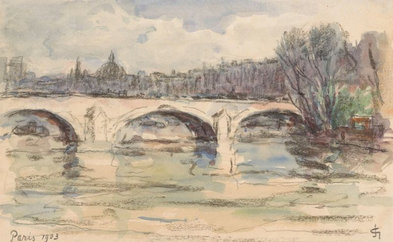Brug over de Seine, Parijs óleo de Carel Nicolaas Storm van 's-Gravesande