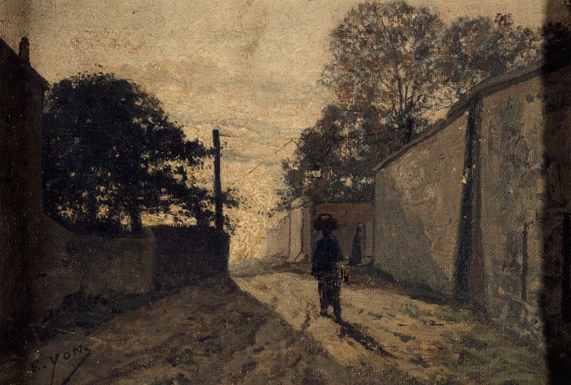 La Rue Saint-Vincent à Montmartre de Edmond Charles Joseph Yon, pintura a óleo
