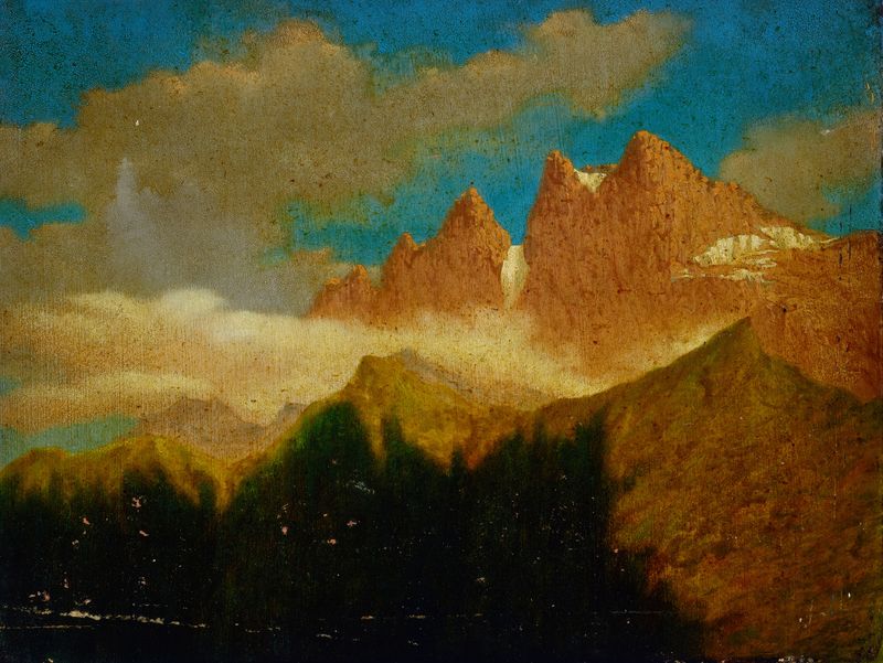 Paisaje con montañas y un lago de Miner Kilbourne Kellogg