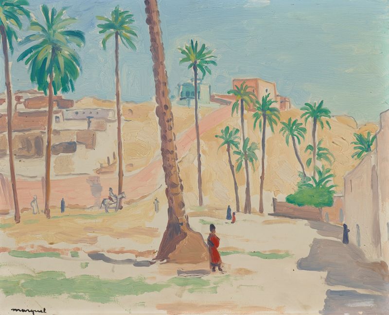La Place de Albert Marquet, óleo sobre lienzo que representa una plaza animada