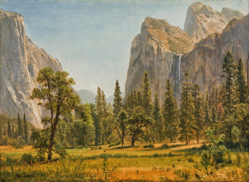 Cascadas Bridal Veil, Valle de Yosemite, California, pintura al óleo de Albert Bierstadt