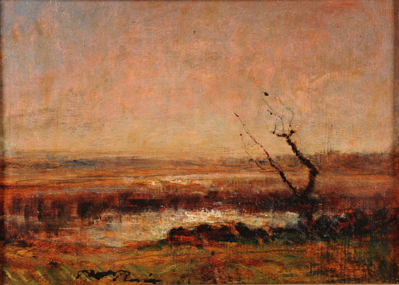 Landscape with hills and sky by François-Auguste Ravier, oil painting