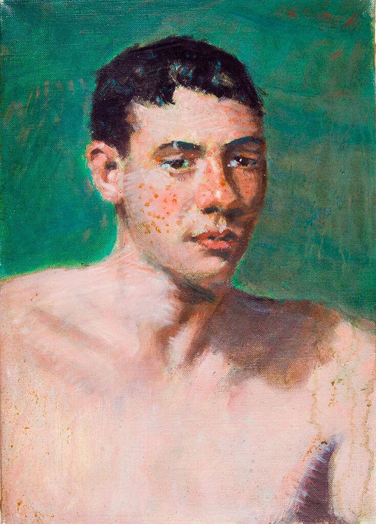 Retrato de un joven sin camisa, óleo sobre lienzo de Denman Waldo Ross