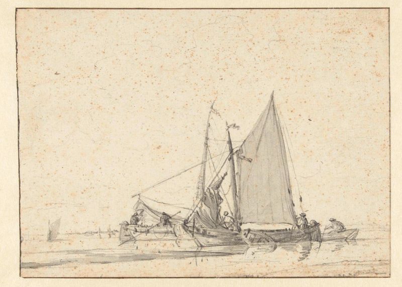 Two ships on calm water, oil on canvas by Jan van de Cappelle
