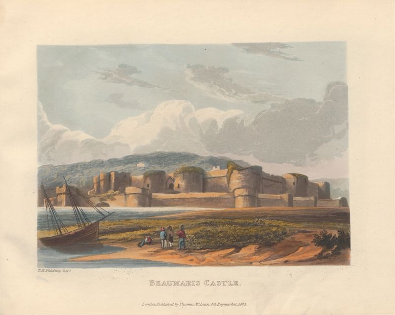 Beaumaris Castle architecture by Theodore Henry Adolphus Fielding, oil painting