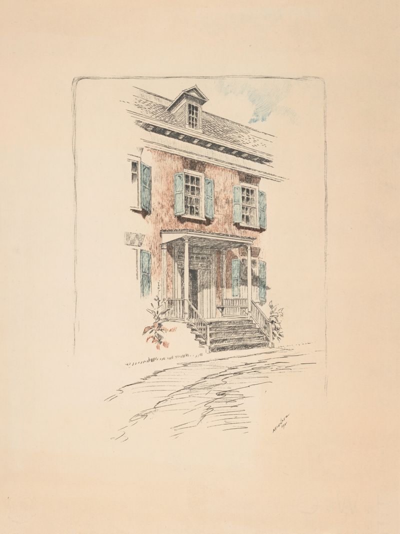 Van Cortlandt manor house by Charles Frederick William Mielatz, realism, depicting architecture