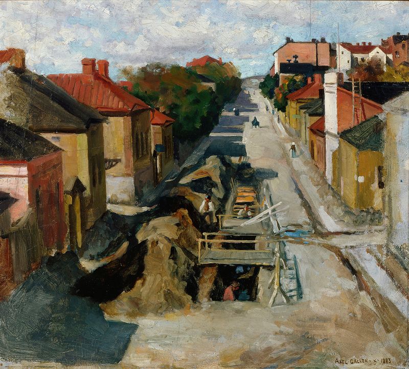 Paisaje con árboles y cielo de Akseli Gallen-Kallela, pintura al óleo
