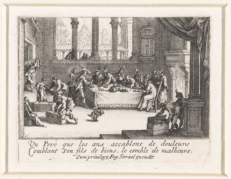 Gravura de Jacques Callot retratando uma cena de herança e dinâmicas familiares