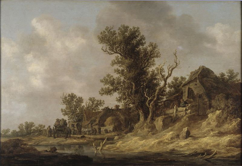 Cena interior com uma figura à mesa, óleo sobre tela de Jan van Goyen