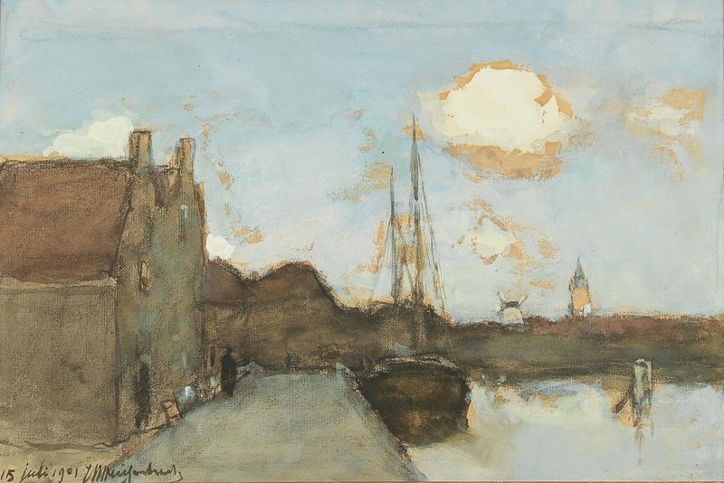 View of a Canal by Johan Hendrik Weissenbruch, oil on canvas