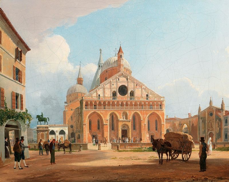 A view of the Basilica of Saint Anthony in Padua, óleo de Rudolf von Alt