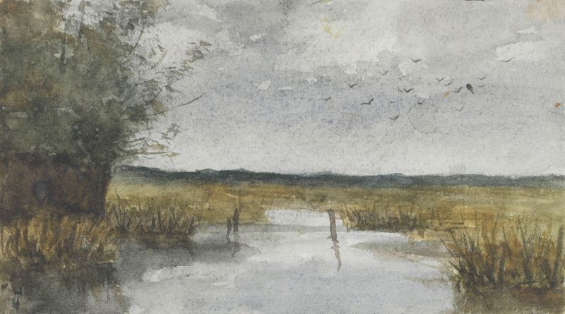 Paisaje con pradera y un canal de Philip Zilcken, medio desconocido