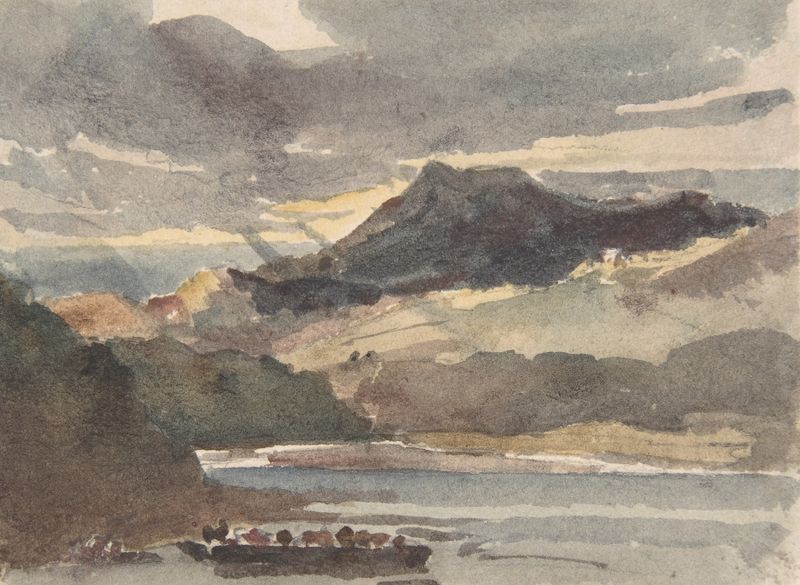 Study for ‘The Ferry’ de Peter De Wint, pintura al óleo que representa el movimiento del agua y un ferry.