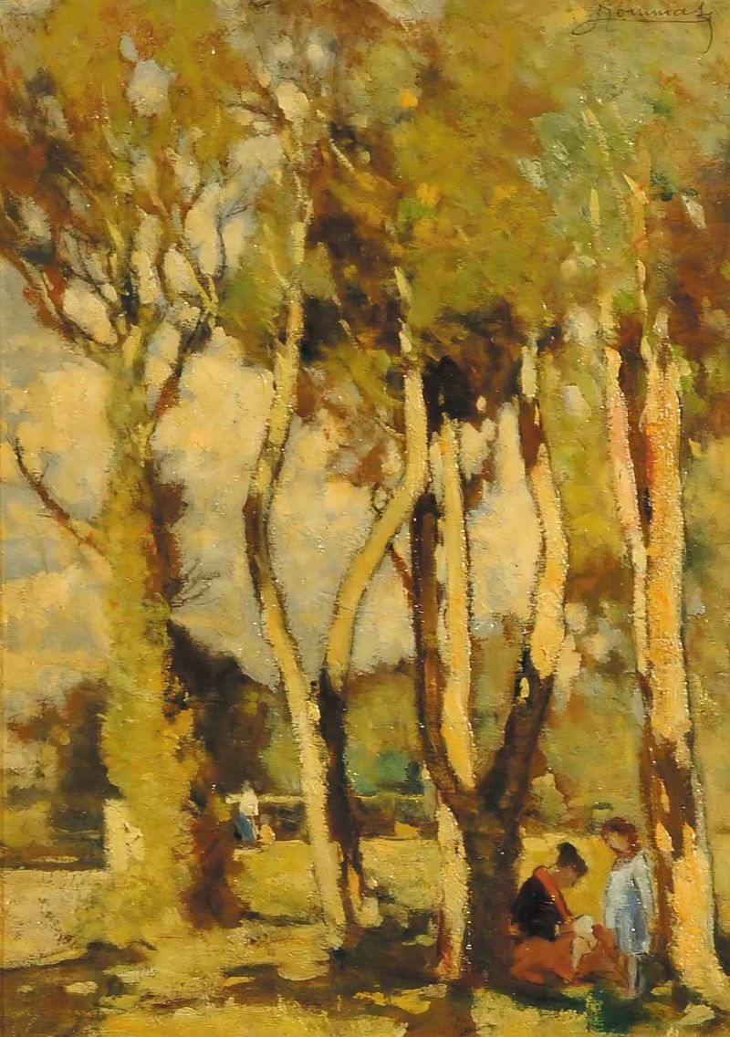 Paisaje forestal con luz filtrada y sombras de Ludovico Tommasi, medio desconocido.