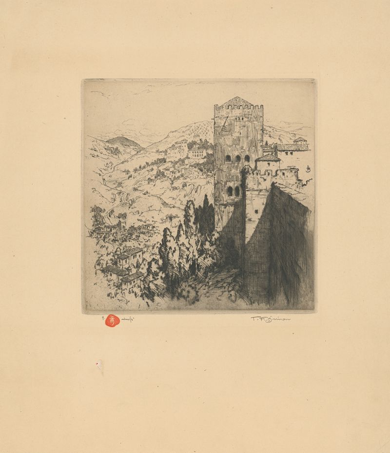 Post-Impressionism landscape by Tavík František Šimon, depicting Toledo with swirling blues and yellows.