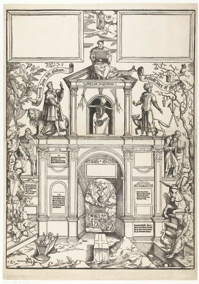 Representación alegórica de una escalera por Cornelis Anthonisz, medio papel