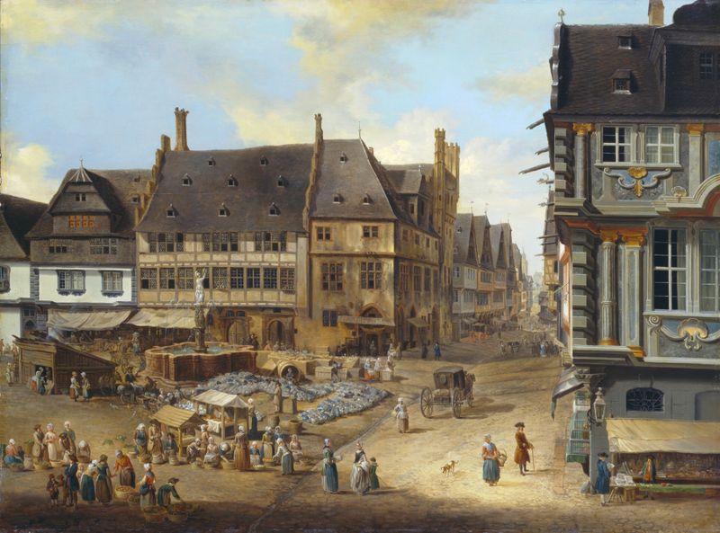 Landscape with trees and buildings, oil painting by Christian Georg Schütz the elder